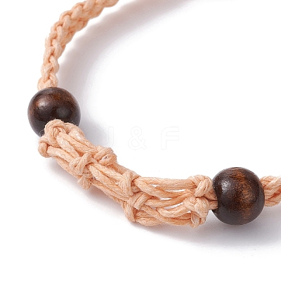 Adjustable Braided Waxed Cotton Macrame Pouch Bracelet Making BJEW-JB09698-03-1