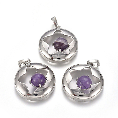 Natural Amethyst Pendants G-L512-S10-1