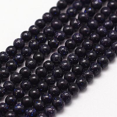 Blue Goldstone Beads Strands G-N0200-01C-3mm-1