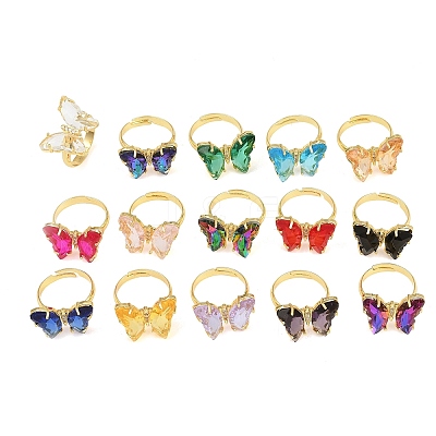 Brass Micro Pave Cubic Zirconia Finger Rings GL-CBA65A8-01G-1