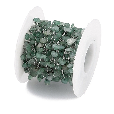 Handmade Natural Green Aventurine Chip Beads Chain CHS-H028-06A-07-1