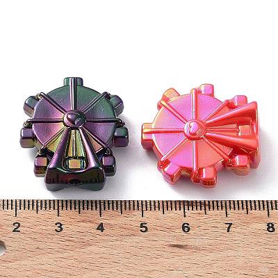 UV Plating Rainbow Iridescent Acrylic Beads OACR-A029-15-1