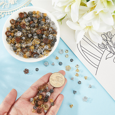 1350Pcs 9 Styles Iron Bead Caps IFIN-PA0001-08-1