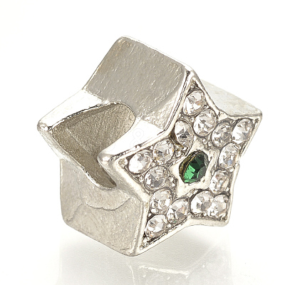 Alloy Rhinestone European Beads MPDL-Q208-005A-1