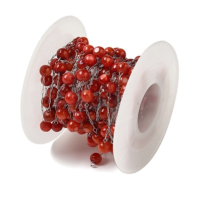 304 Stainless Steel Cable Chains with Dyed Shell Beads STAS-B067-04B-02-1