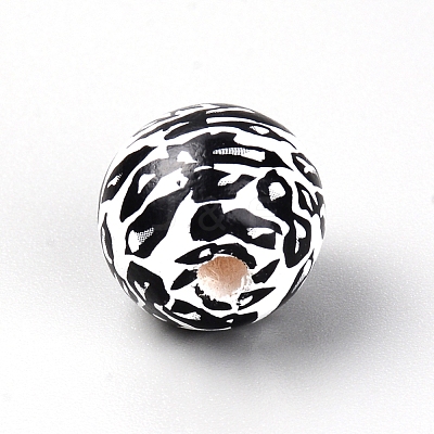 Spary Painted Natural Theaceae Wood Beads WOOD-TAC0007-08-1