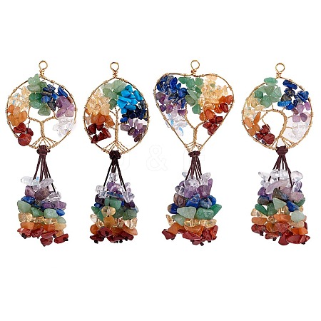 1 Sets Natural & Synthetic Gemstone Chip Big Pendants FIND-SZ0005-94-1