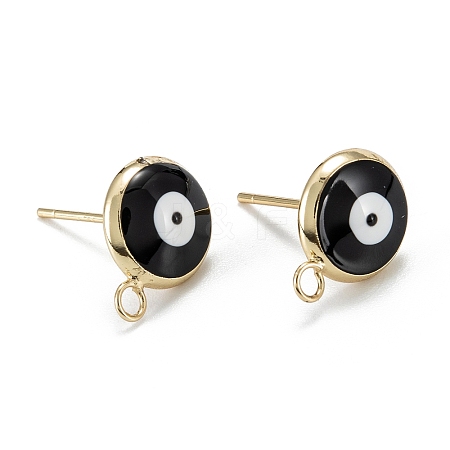 Eco-Friendly Brass Enamel Stud Earring Findings KK-H761-02G-D-1