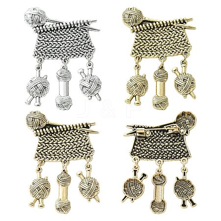 3Pcs 3 Colors Knitting Zinc Alloy Lapel Pins for Backpack Clothes JEWB-CJ0003-56-1