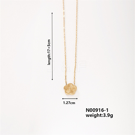 Simple Fashion Stainless Steel Five-leaf Flower Pendant Clavicle Necklaces for Women UJ1539-1-1