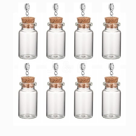 8Pcs Empty Glass Bottle European Dangle Charms PALLOY-JF03845-1