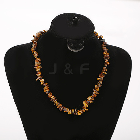 Natural Tiger Eye Chip Beaded Necklaces for Women FS-WG9F5E2-04-1