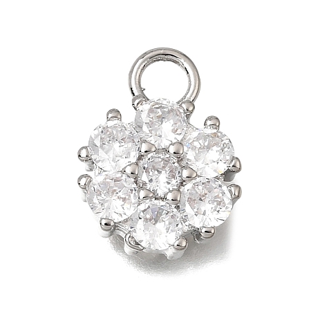 Brass Micro Pave Clear Cubic Zirconia Charms KK-K427-13B-P-1