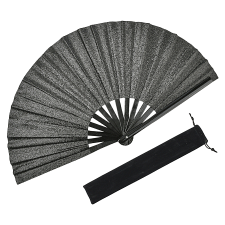 1Pc Bamboo with Oxford Fabric Glitter Powder Folding Fans AJEW-SP0003-77B-1