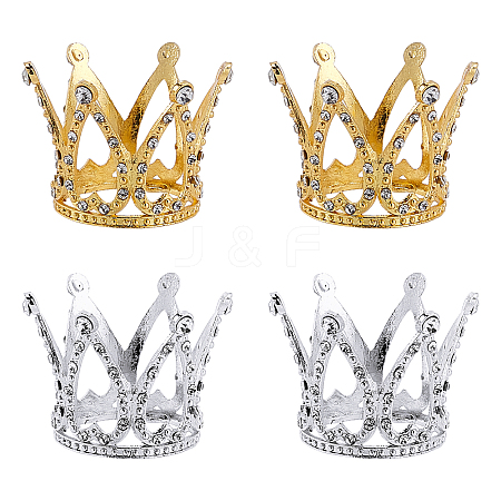 Olycraft 4Pcs 2 Colors Crown Alloy Display Ornaments FIND-OC0001-39-1