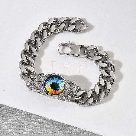 Eye 201/304 Stainless Steel Link Bracelets BJEW-F522-02P-03-1