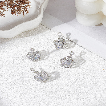 4Pcs Brass Micro Pave Cubic Zirconia Pendants ZIRC-LP0001-06-1