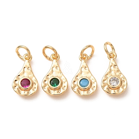 Brass Micro Pave Cubic Zirconia Charms CU-K002-42G-M-1