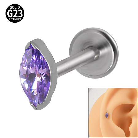 G23 Titanium Cubic Zirconia Horse Eye 17 Gauge Threadless Labrets for Women Men WG9E7C9-36-1