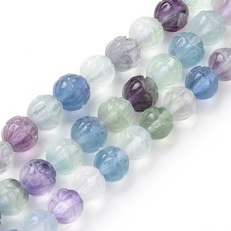 Carved Natural Fluorite Beads Strands G-L527-02B-1