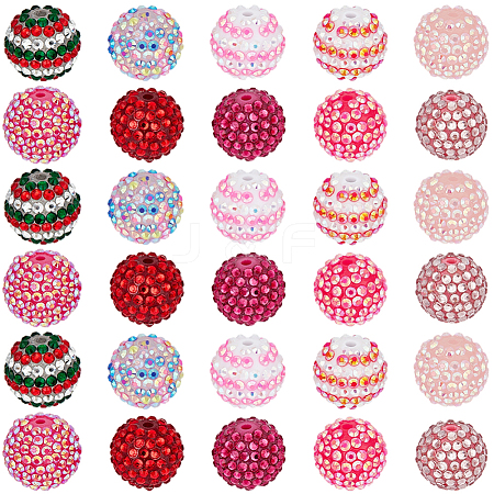 40Pcs 10 Colors Resin Rhinestone Beads RESI-PA0001-26B-1