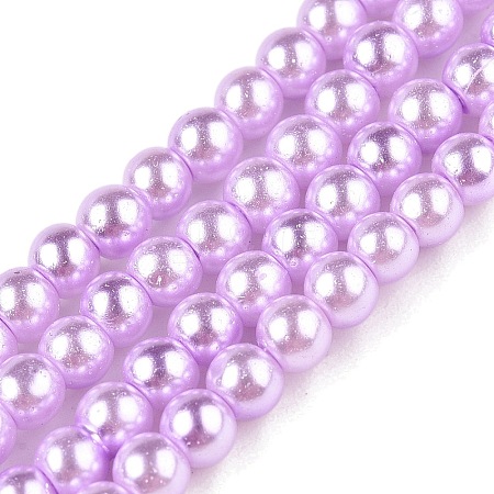 Baking Painted Pearlized Glass Pearl Round Bead Strands HY-Q003-4mm-47-A-1