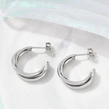 304 Stainless Steel Twist C-Shaped Stud Earrings for Women EJEW-C096-40P-1