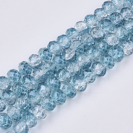 Transparent Crackle Spray Painted Glass Beads Strands DGLA-T001-008E-1
