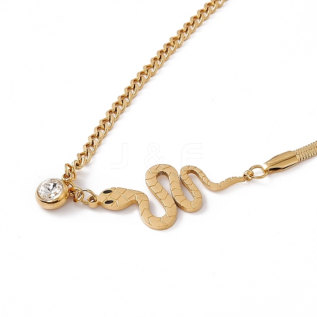 Crystal Rhinestone Pendant Necklace with 304 Stainless Steel Herringbone Chains NJEW-P269-04B-G-1