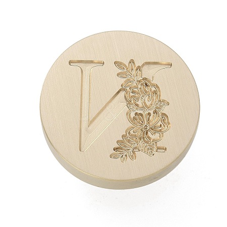 Golden Plated Round Shaped Wax Seal Brass Stamp Head STAM-S001-01G-14-1