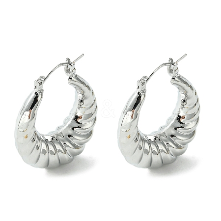 Brass Hoop Earrings for Women EJEW-D094-01P-1