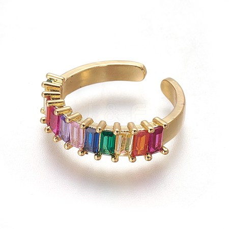 Cubic Zirconia Cuff Rings RJEW-P074-09G-1