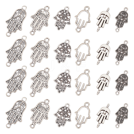   12 Sets 6 Style Tibetan Style Alloy Connector Charms FIND-PH0008-55-1