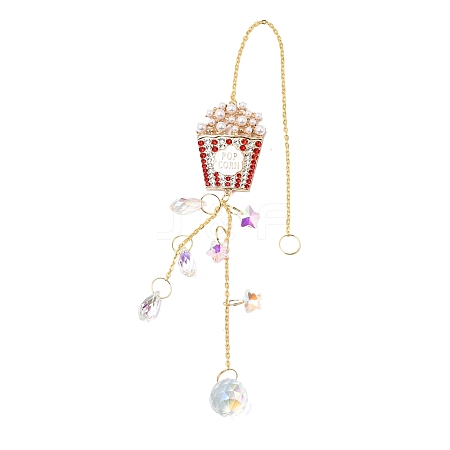 Popcorn Alloy Rhinestone & Plastic Imitation Pearl & Glass Crystal Suncatchers HJEW-E013-05G-1