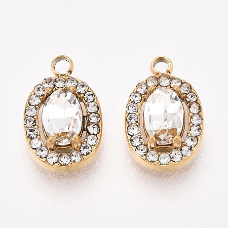 304 Stainless Steel Cubic Zirconia Charms STAS-OY004-01G-01-1