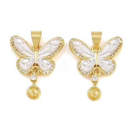 Brass Micro Clear Cubic Zirconia Peg Bails Pin Pendants KK-CBA6A75-51B-G-1
