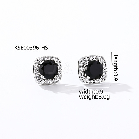 Elegant Zircon Square Stud Earrings for Women TY1635-14-1