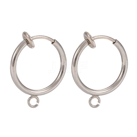 316 Surgical Stainless Steel Clip-on Hoop Earrings X-STAS-S101-15mm-01P-1