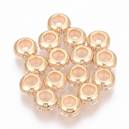 Brass Cubic Zirconia Stopper Beads KK-T025-04G-1
