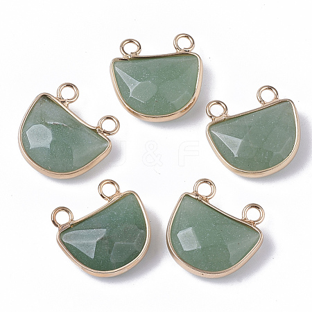 Natural Green Aventurine Semi Circle Pendants G-S359-011B-1