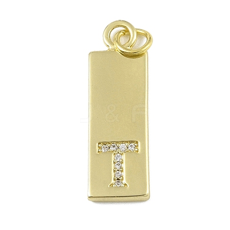 Brass Micro Pave Clear Cubic Zirconia Pendants KK-P266-06G-T-1