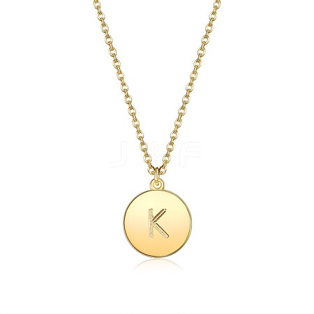 Brass Initial Pendant Necklace NJEW-BB35341-K-1