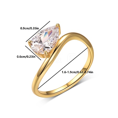 Brass Pave Single Cubic Zirconia Finger Rings for Women LS-ZK8046-1-1