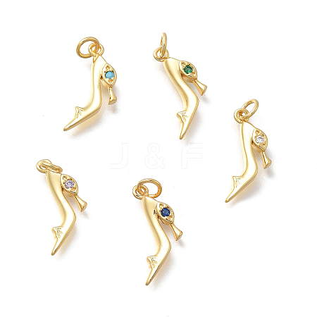 Brass Micro Pave Cubic Zirconia High Heels Charms KK-D431-075B-1