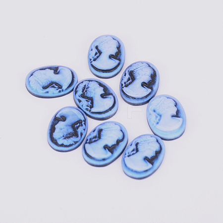 Resin Cameo Lady Head Cabochons CRES-WH0002-01B-1