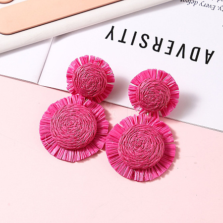 Bohemian Style Raffia Dangle Stud Earrings FS-WGA49F5-03-1