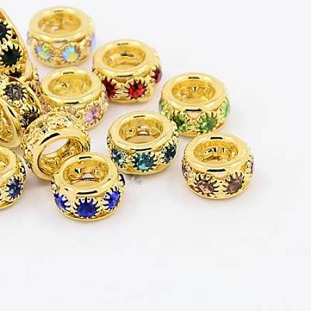 Brass Rhinestone European Beads RB-A050-H5mm-G-1