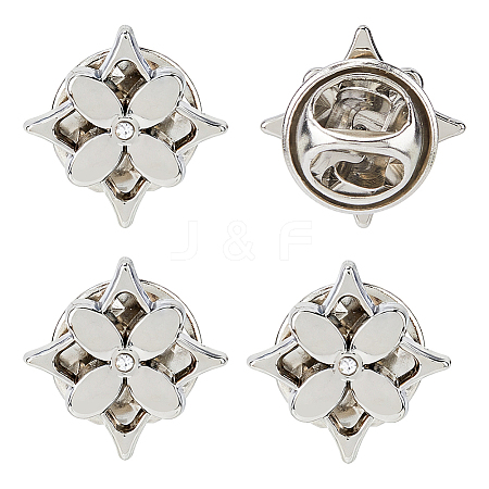 20Pcs Flower Alloy Rhinestone Lapel Pin Backs for Backpack Clothes JEWB-FH0002-72P-1