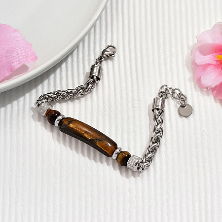 Natural Tiger Eye Round Beaded Bracelets LS-PO7911-1