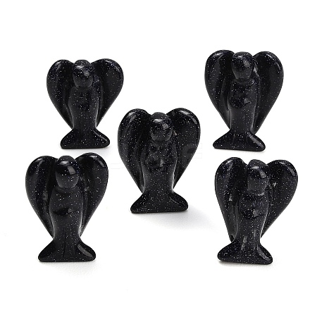 Synthetic Blue Goldstone Gemstone Carved Angle Figurines GG-CBA8396-A14-1